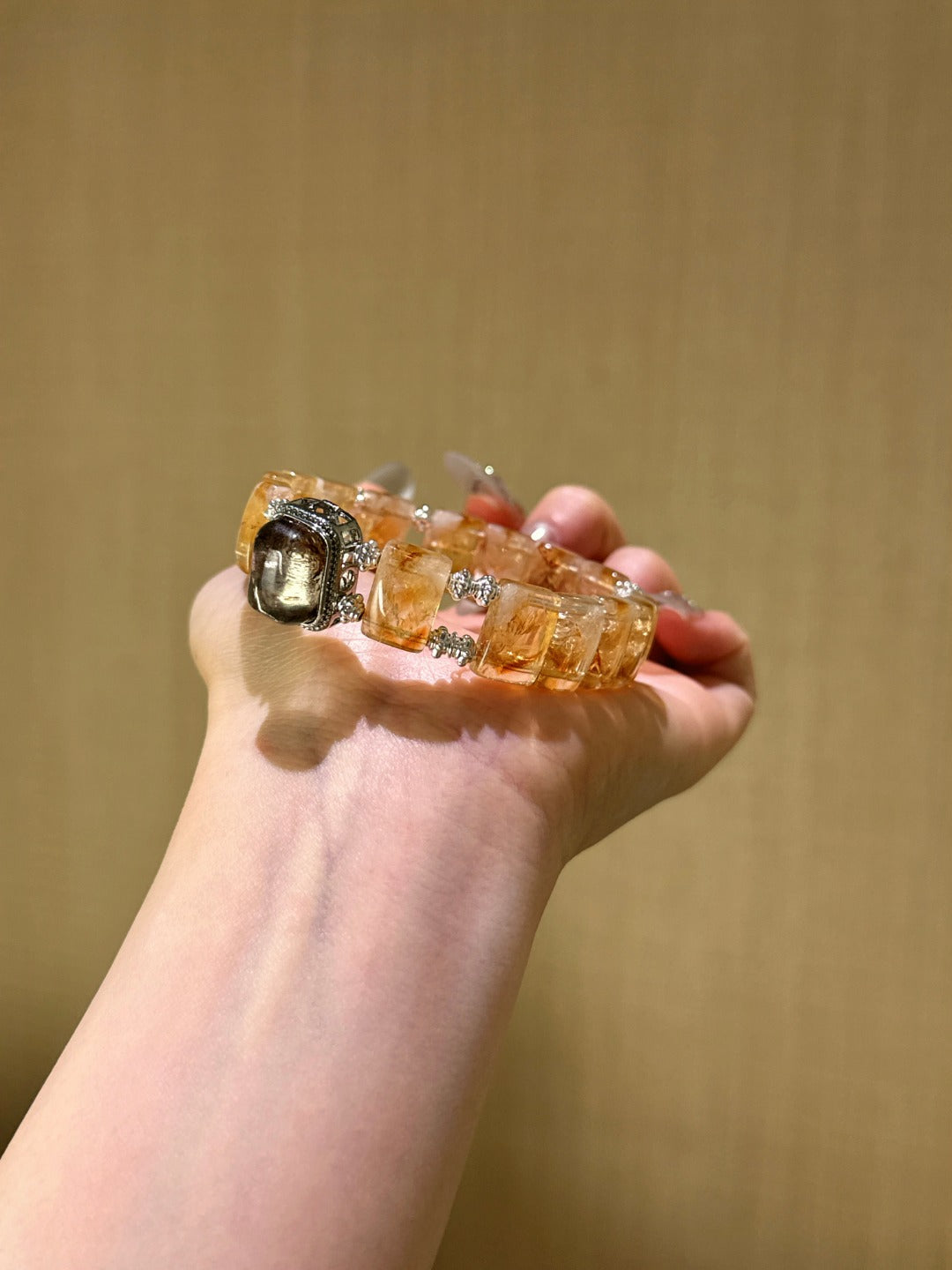 Citrine & Multi-Phantom Quartz Power Bar Bracelet
