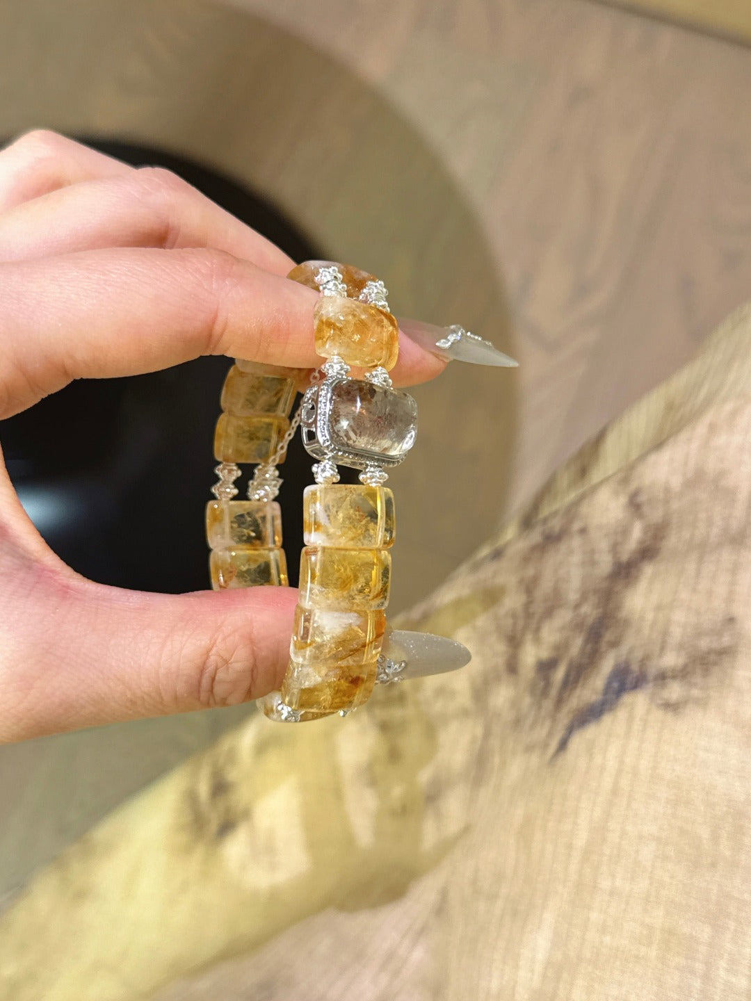 Citrine & Multi-Phantom Quartz Power Bar Bracelet