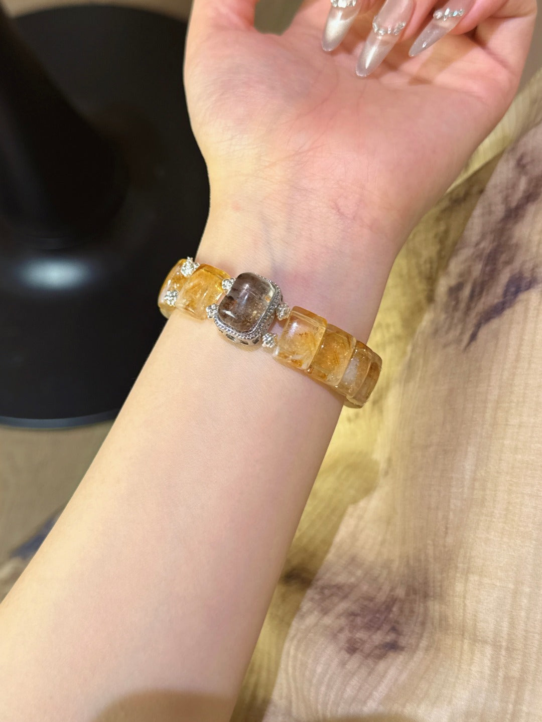 Citrine & Multi-Phantom Quartz Power Bar Bracelet