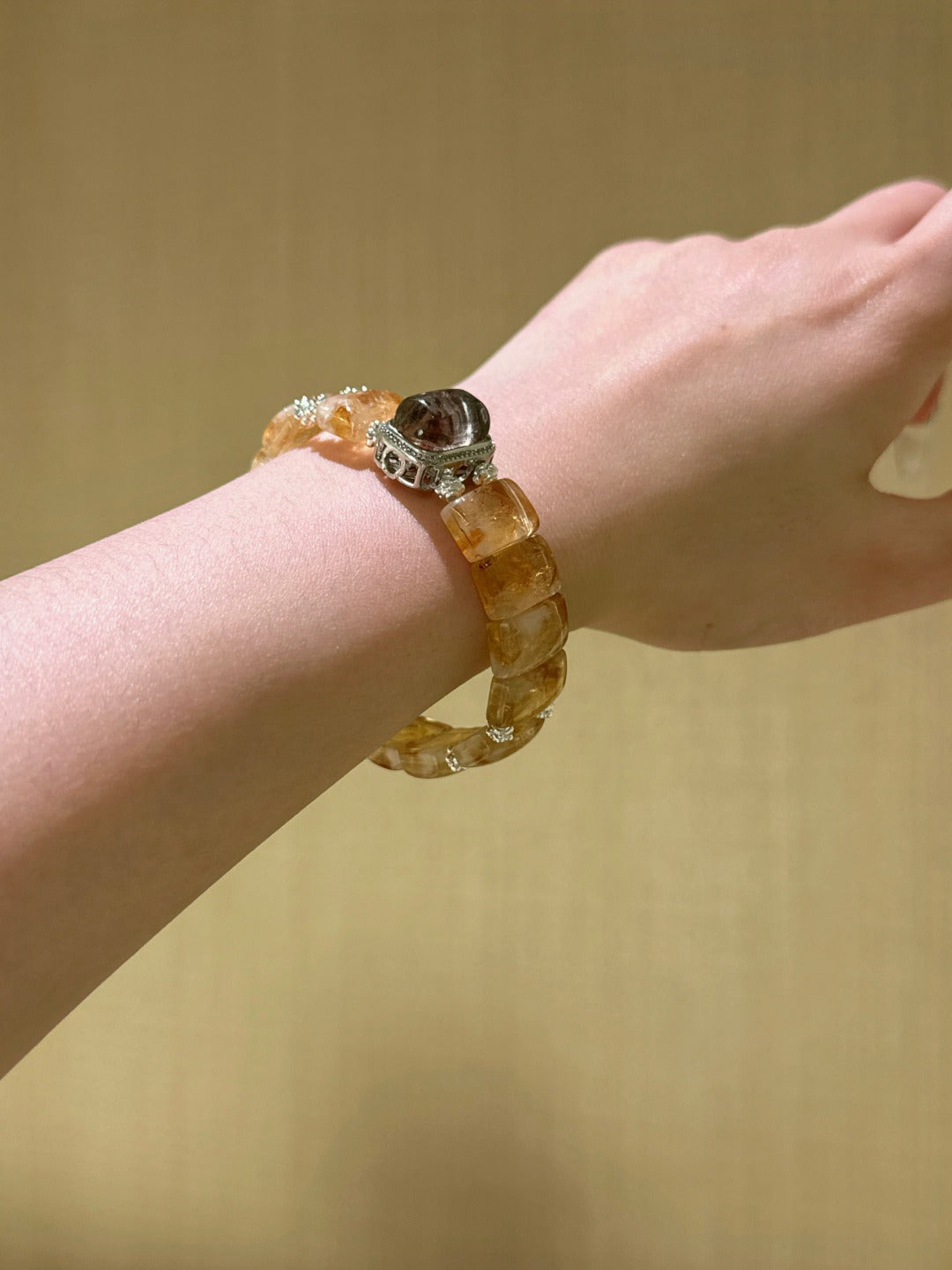 Citrine & Multi-Phantom Quartz Power Bar Bracelet