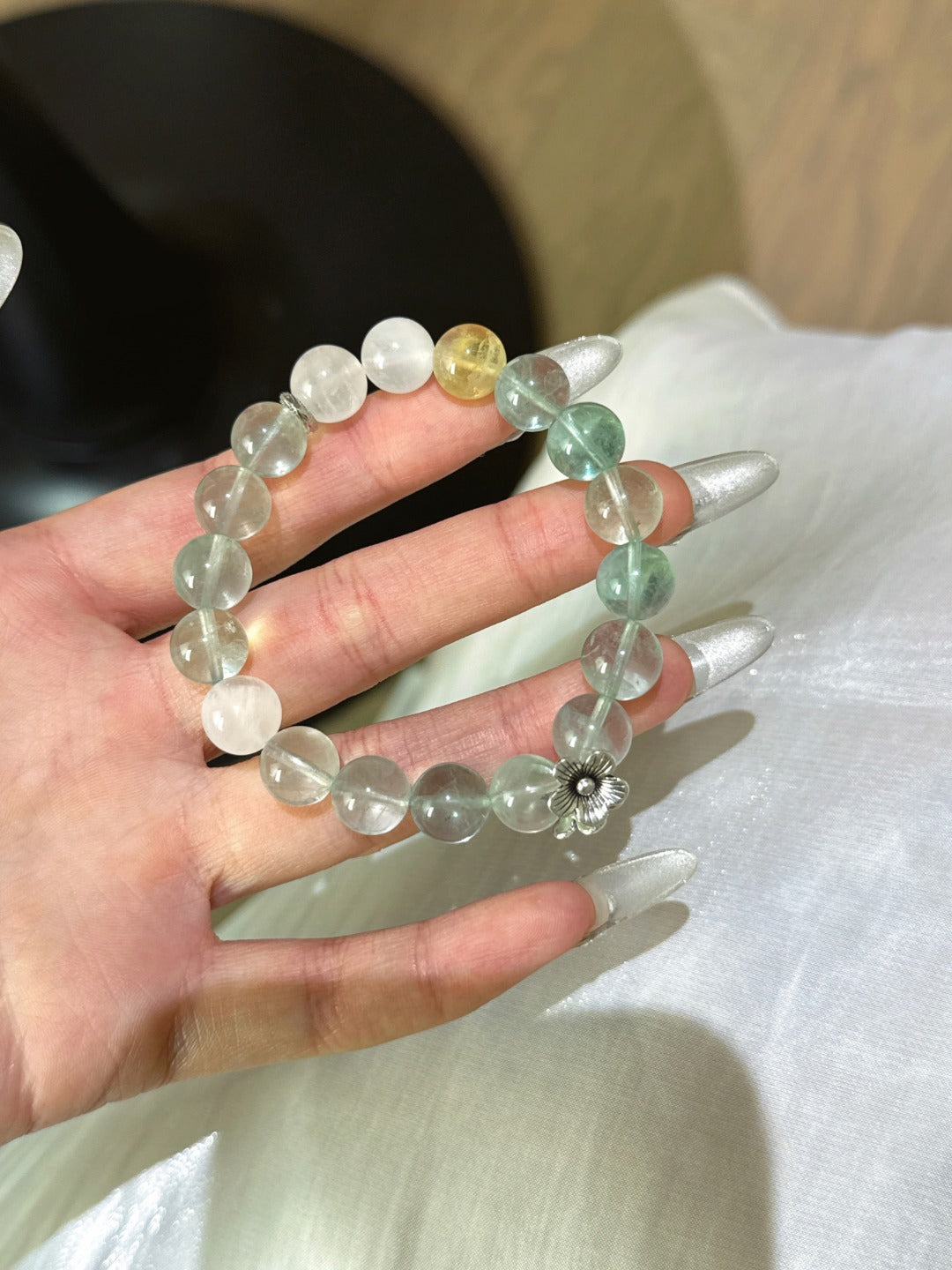 Green Fluorite, Blue Moonstone & Citrine Bracelet