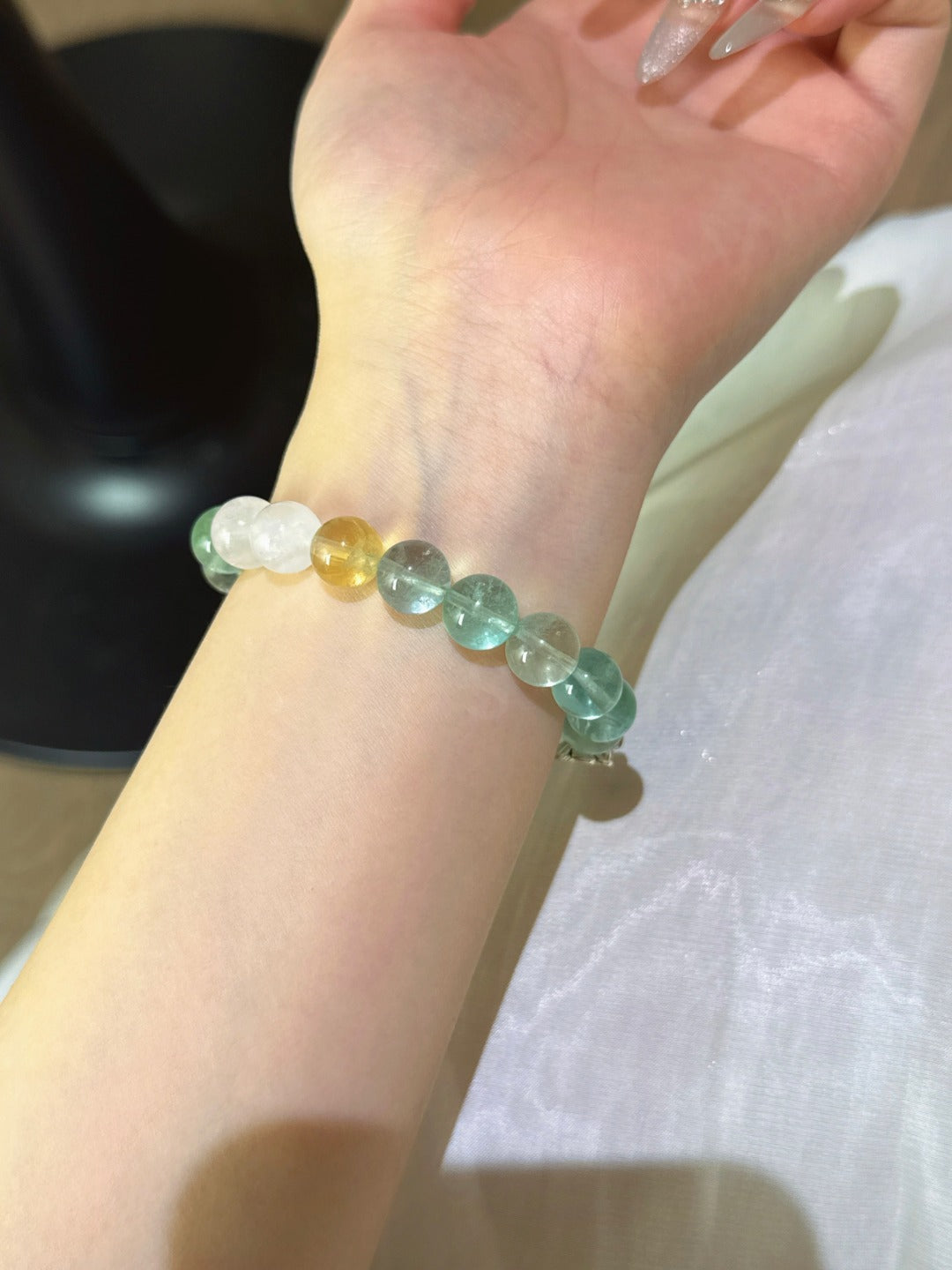 Green Fluorite, Blue Moonstone & Citrine Bracelet