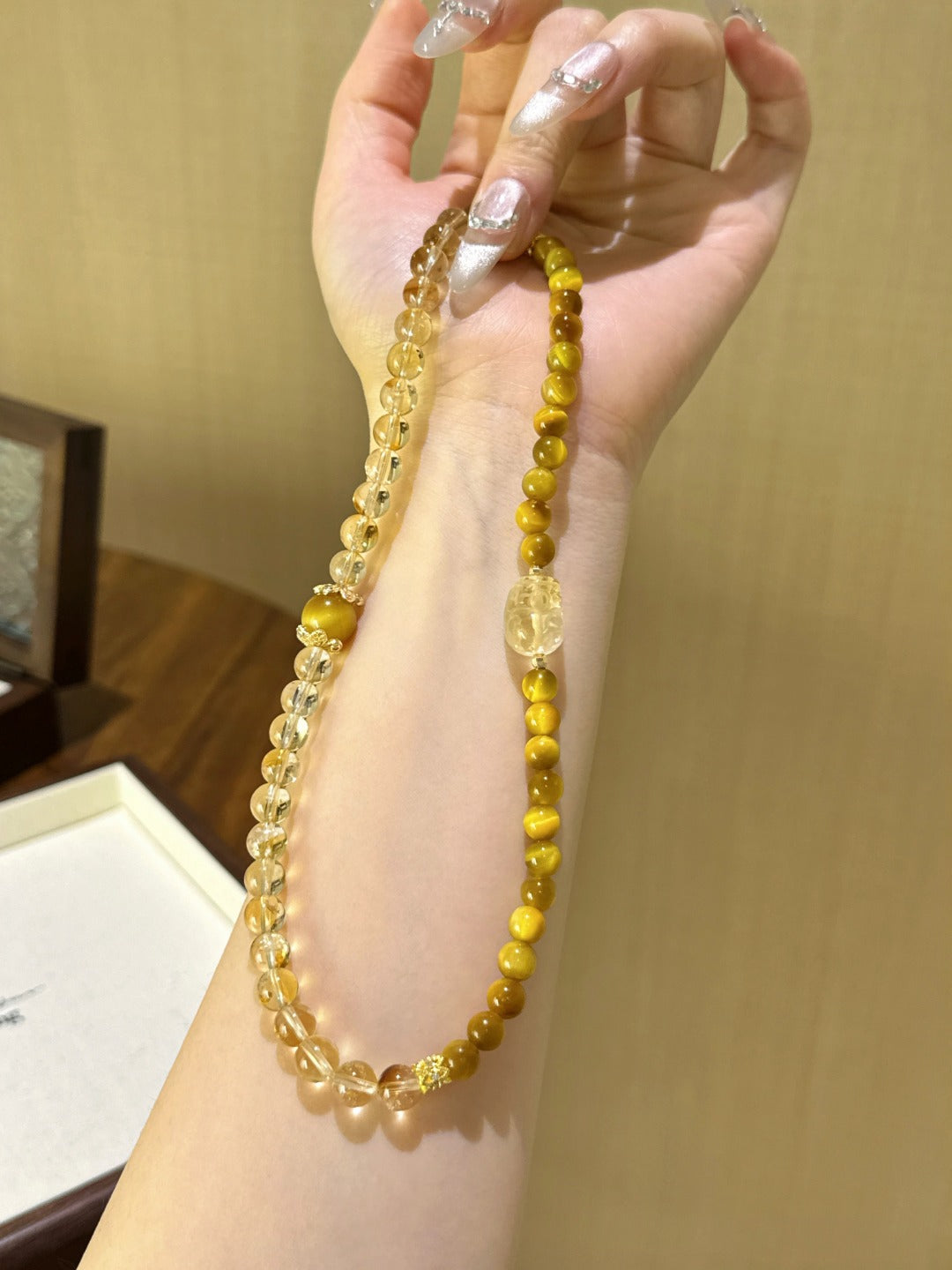 Golden Rutilated Quartz, Tiger’s Eye & Citrine Pixiu Bracelet