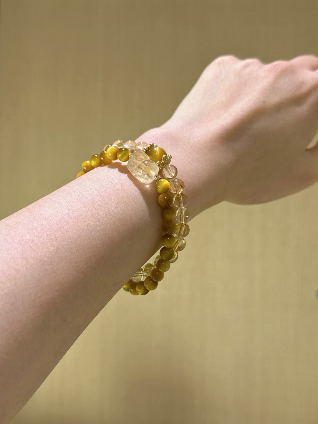 Golden Rutilated Quartz, Tiger’s Eye & Citrine Pixiu Bracelet