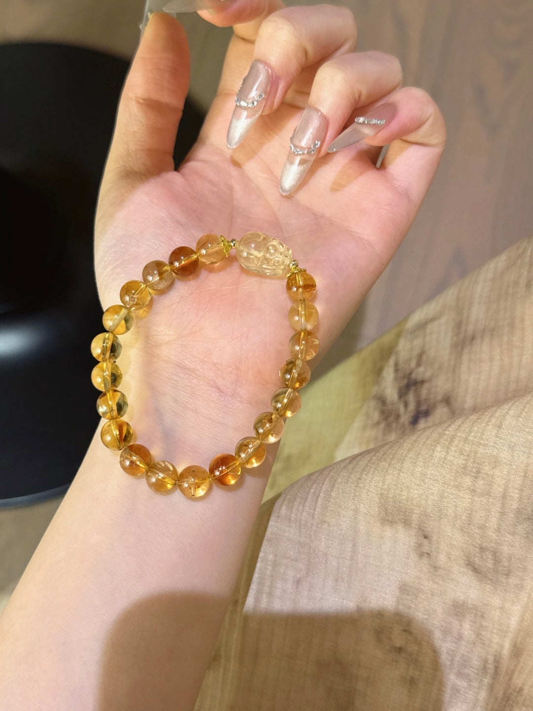 Golden Rutilated Quartz & Citrine Pixiu Bracelet