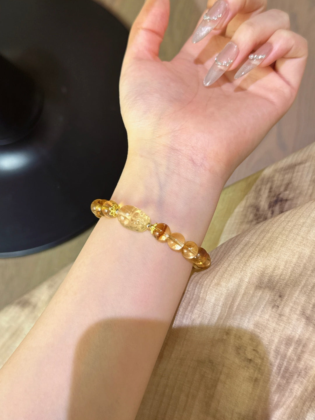 Golden Rutilated Quartz & Citrine Pixiu Bracelet