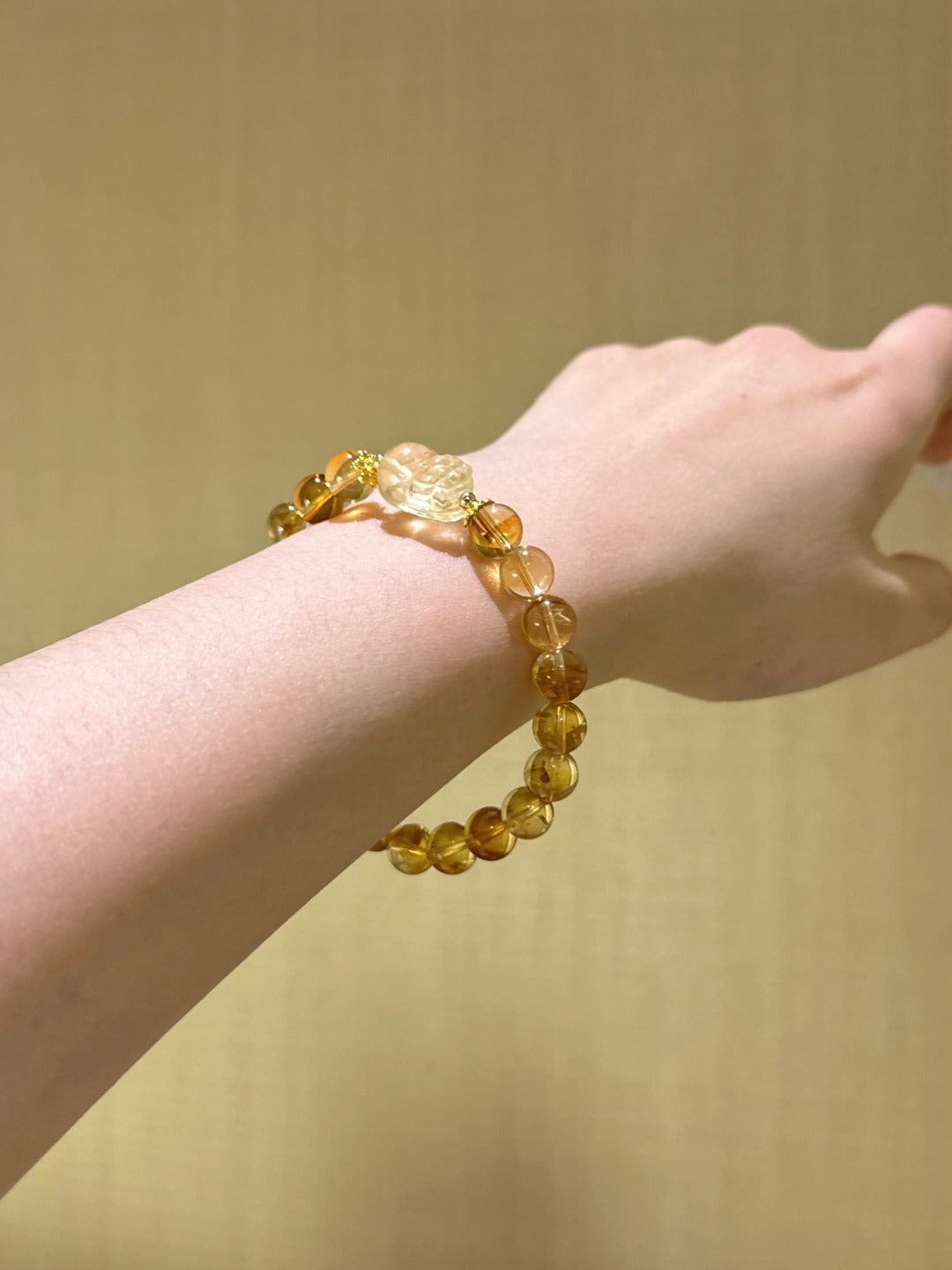 Golden Rutilated Quartz & Citrine Pixiu Bracelet