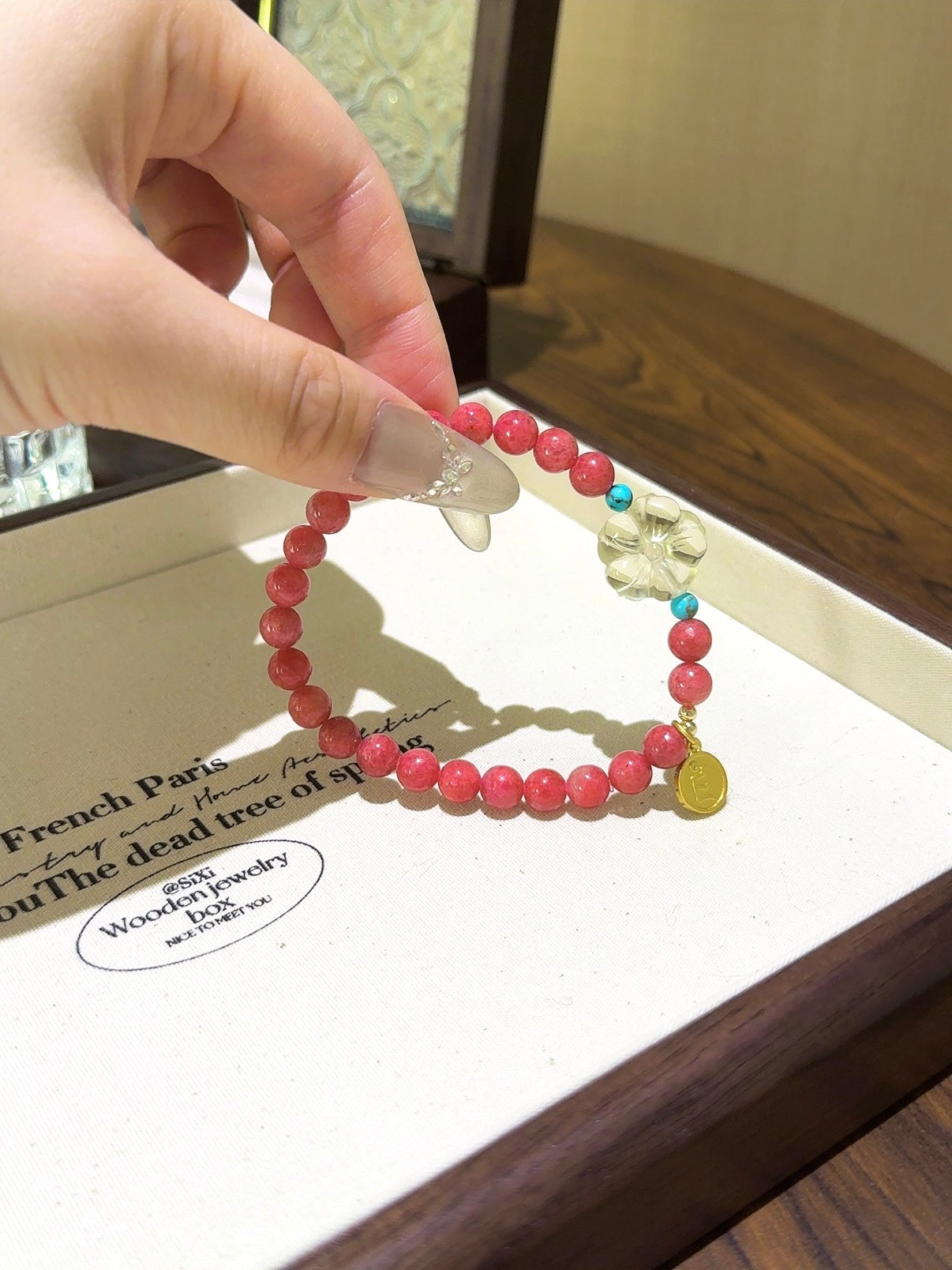 Rhodonite, Turquoise & Citrine Flower Bracelet