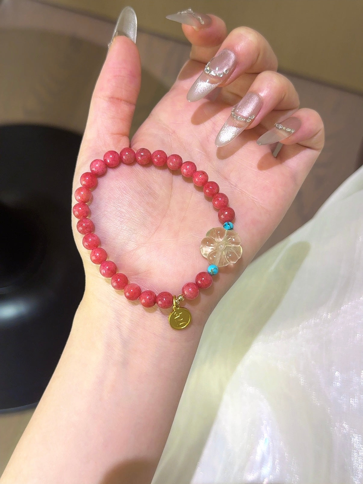 Rhodonite, Turquoise & Citrine Flower Bracelet