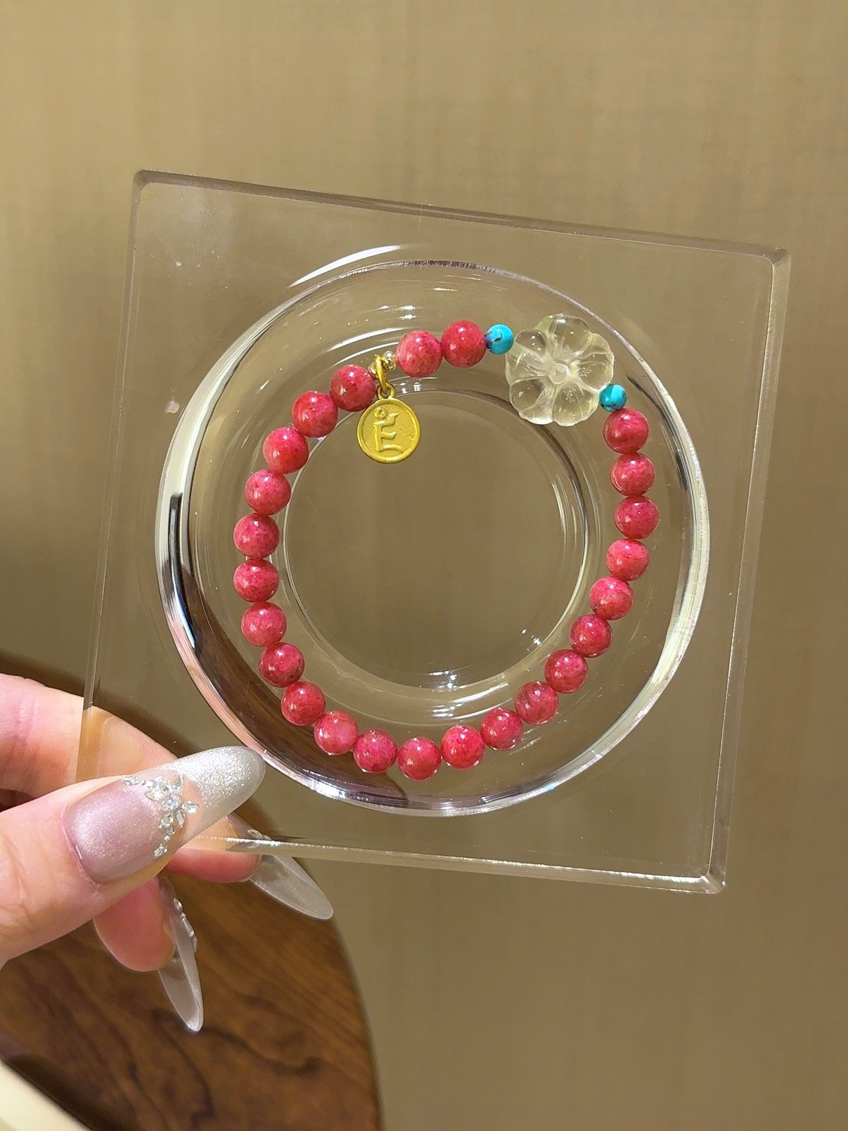 Rhodonite, Turquoise & Citrine Flower Bracelet