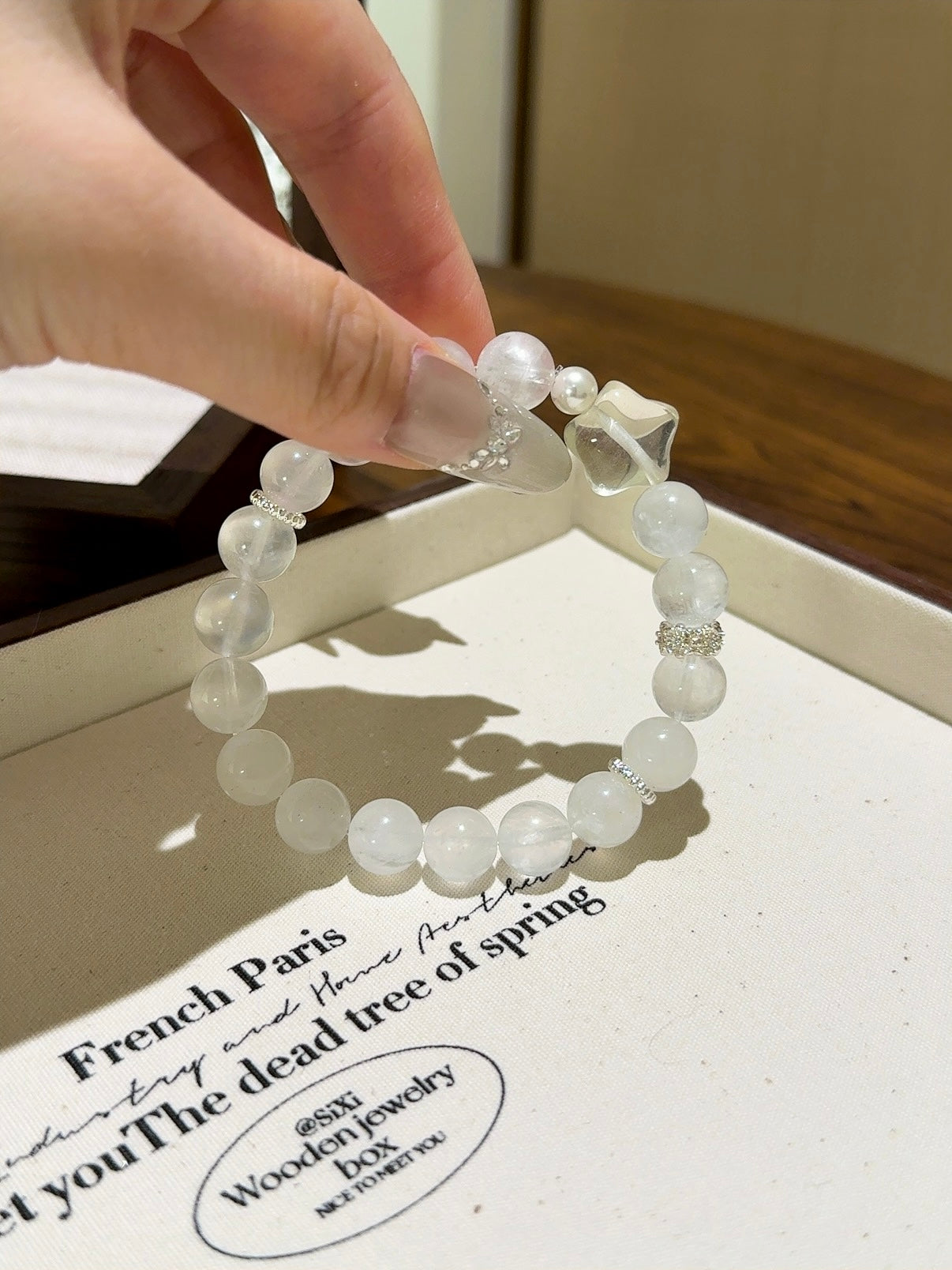 Blue Moonstone, Shell Pearl & Citrine Star Bracelet