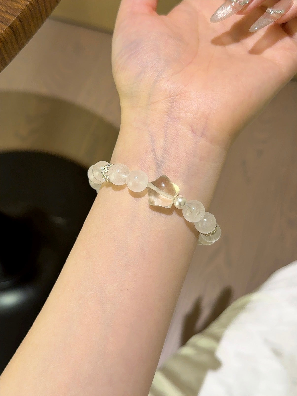 Blue Moonstone, Shell Pearl & Citrine Star Bracelet