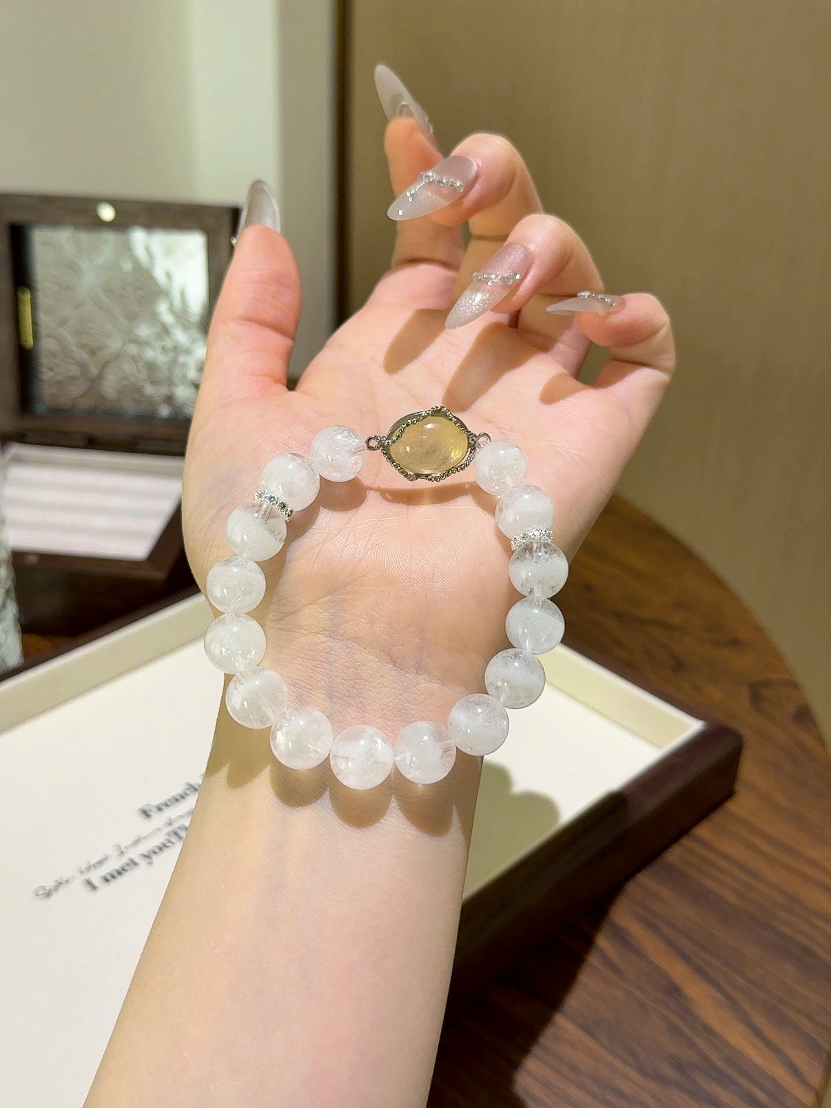 White Phantom Quartz & Citrine “Magic Box” Bracelet