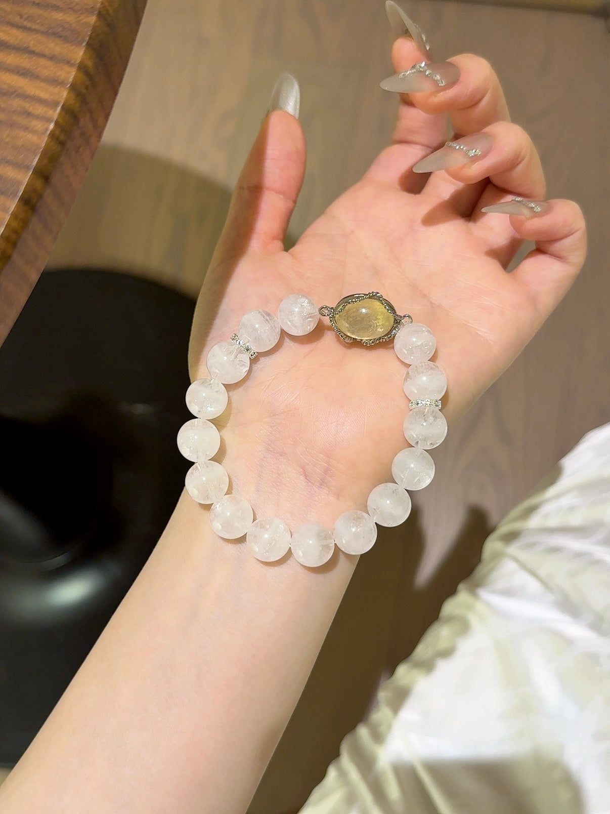 White Phantom Quartz & Citrine “Magic Box” Bracelet