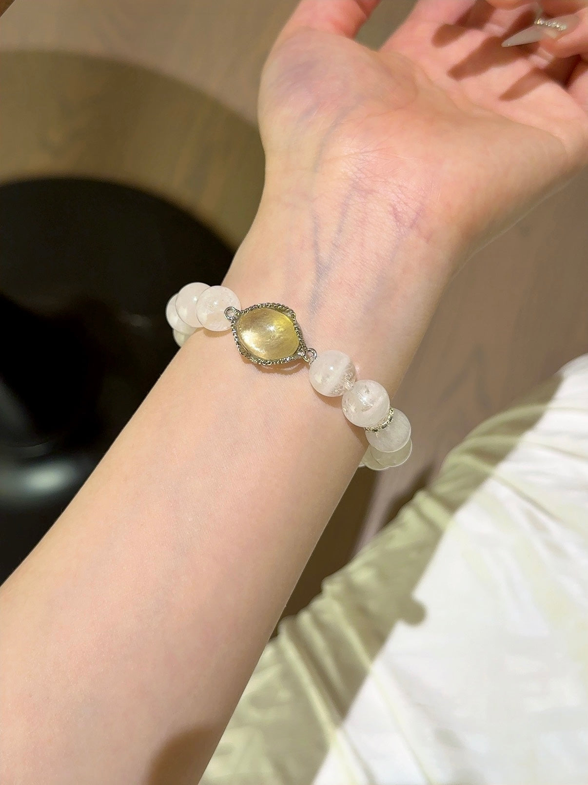 White Phantom Quartz & Citrine “Magic Box” Bracelet