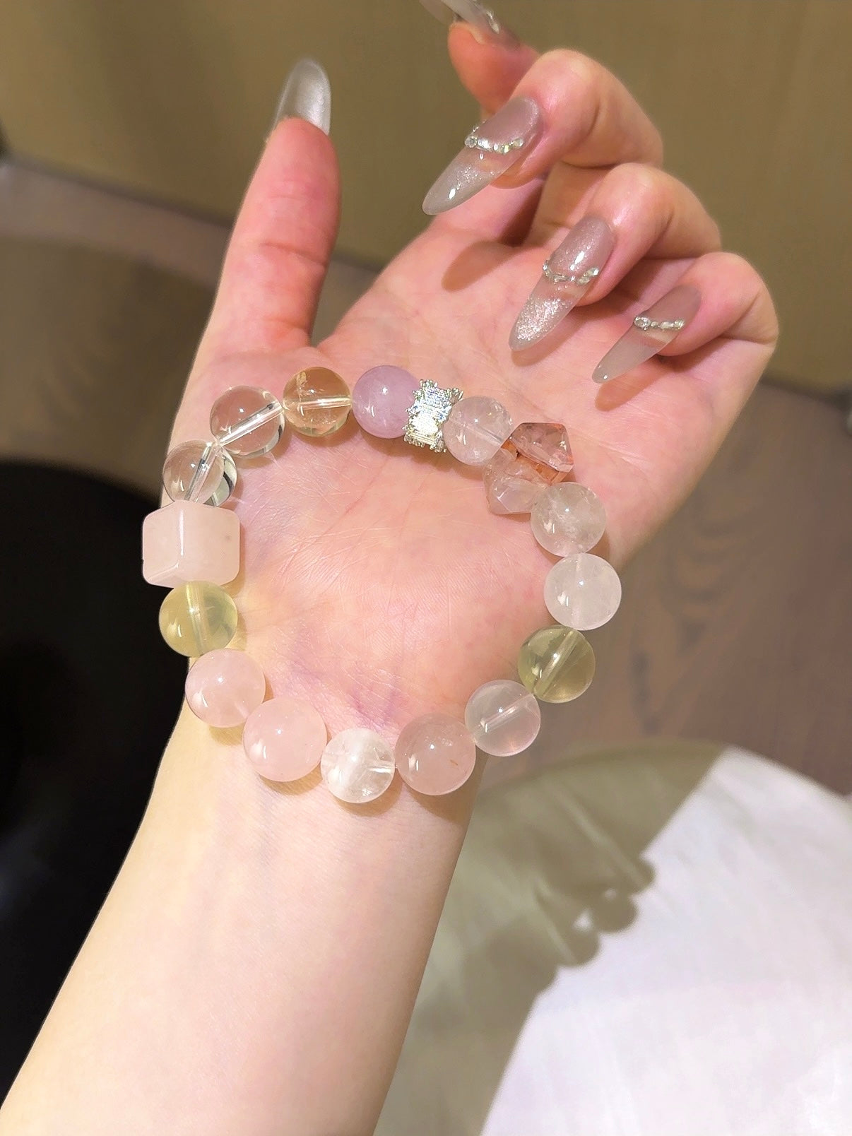 Rose Quartz Multigem Double-Terminated Bracelet
