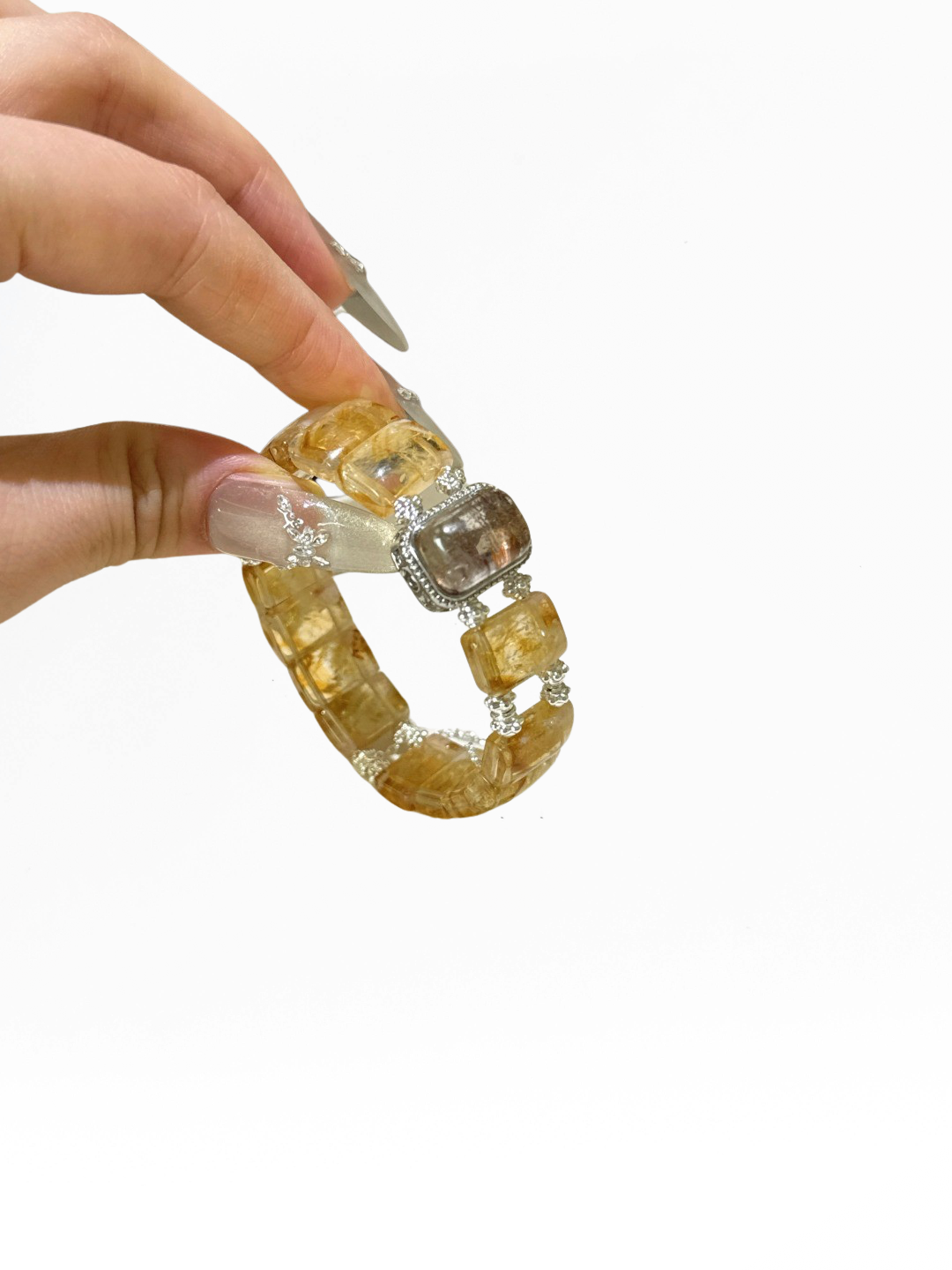 Citrine &amp; Multi-Phantom Quartz Power Bar Bracelet