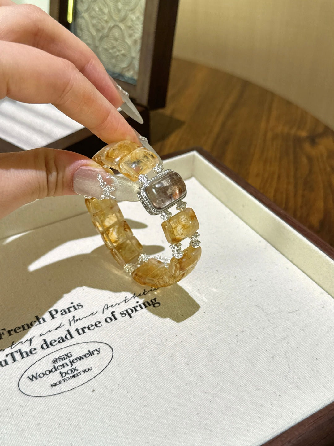 Citrine &amp; Multi-Phantom Quartz Power Bar Bracelet