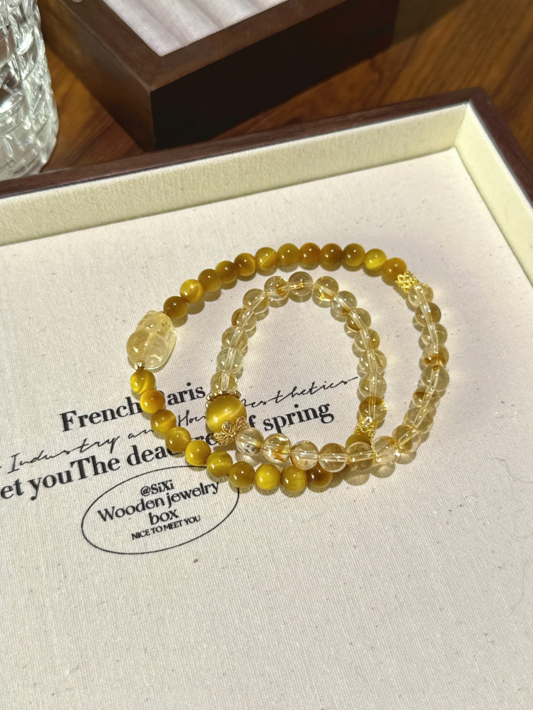 Golden Rutilated Quartz, Tiger’s Eye &amp; Citrine Pixiu Bracelet