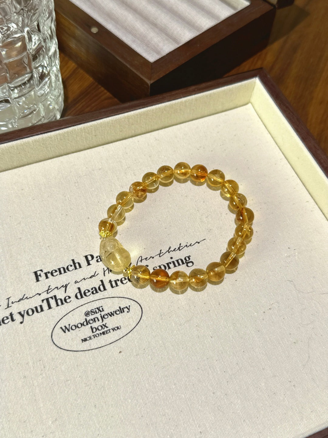Golden Rutilated Quartz &amp; Citrine Pixiu Bracelet