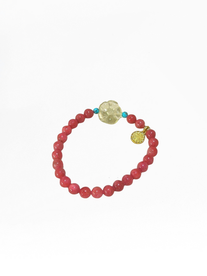 Rhodonite, Turquoise &amp; Citrine Flower Bracelet