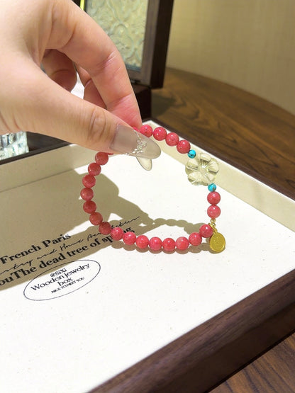 Rhodonite, Turquoise &amp; Citrine Flower Bracelet